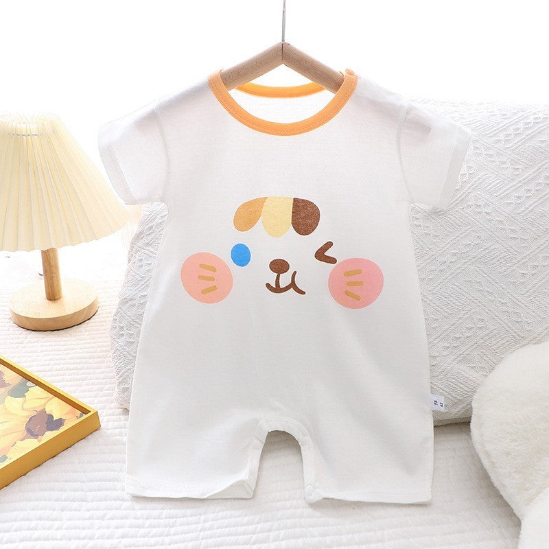 Cotton Summer New Korean Style Baby Boy Thin Women's Short-sleeved Children's Jumpsuit