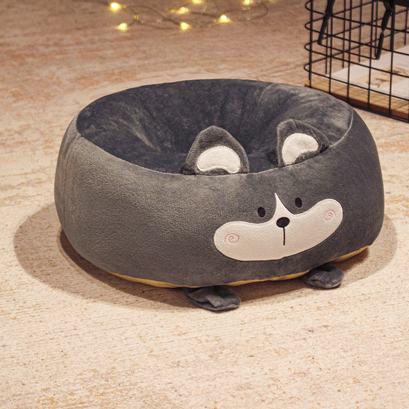 Thickened Round Cartoon Plush Futon Seat Cushion