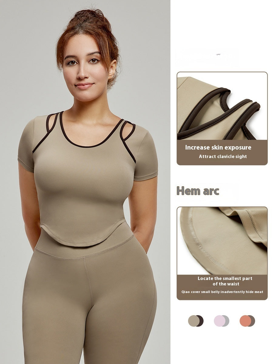 Women’s Short-Sleeve Yoga Top – Slim Fit Activewear T-Shirt