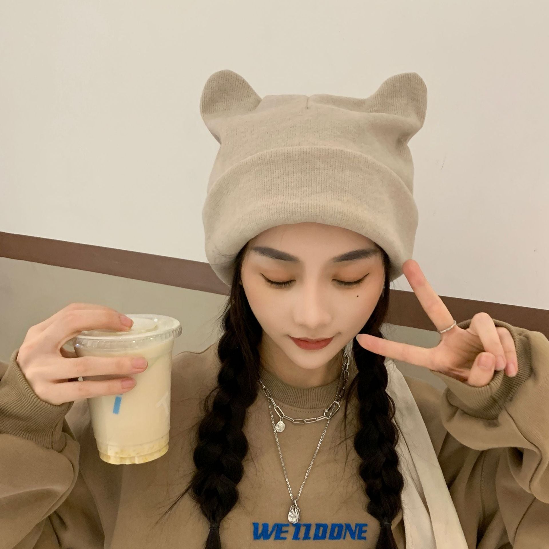 Women's Fashion Warm College Style Ear Hat