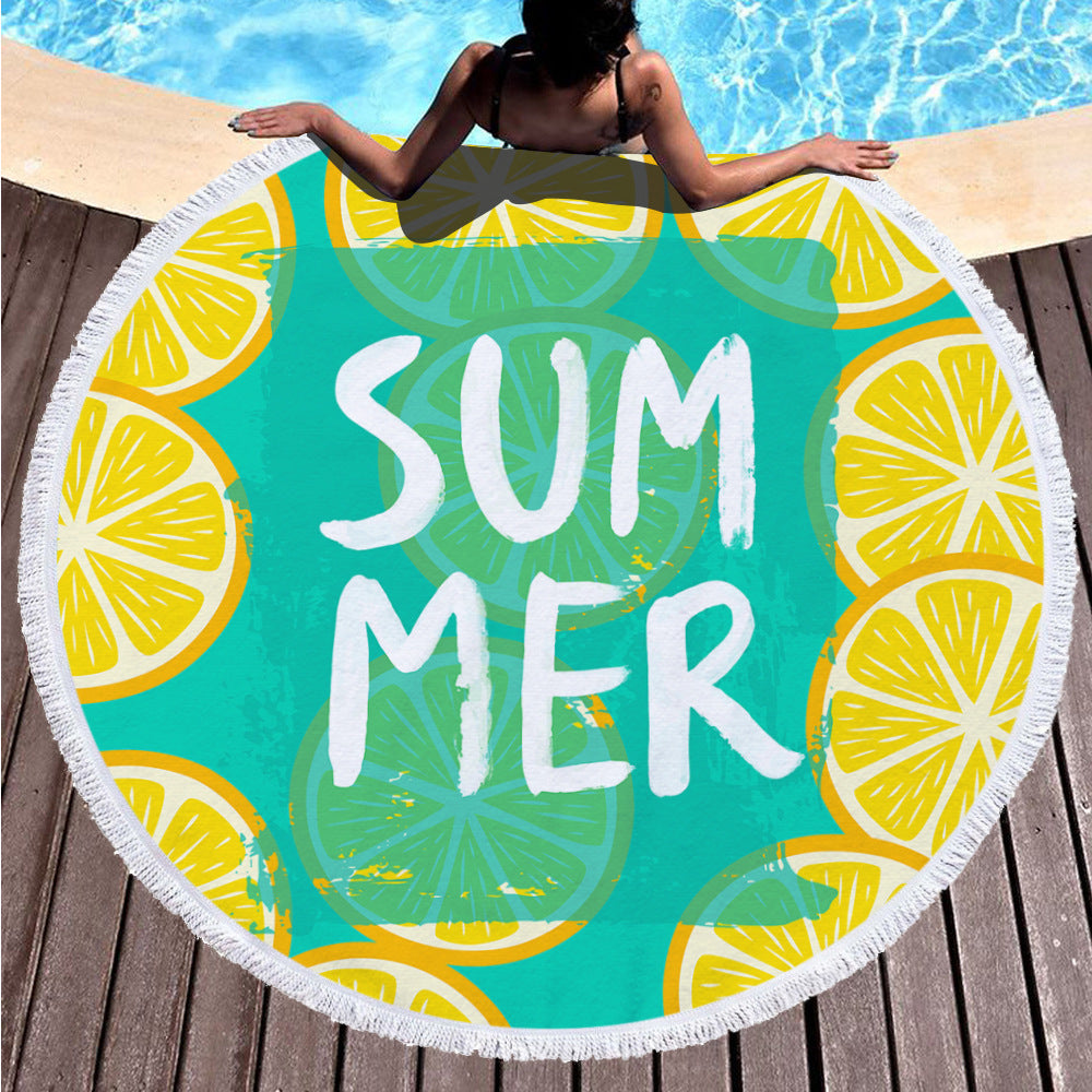 Round Microfiber Polyester Beach Towel With Tassel Lace