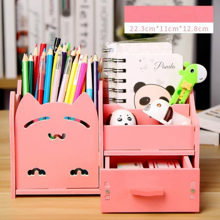 Multi-Function Cartoon Pen Holder – Creative Small Desktop Storage Box