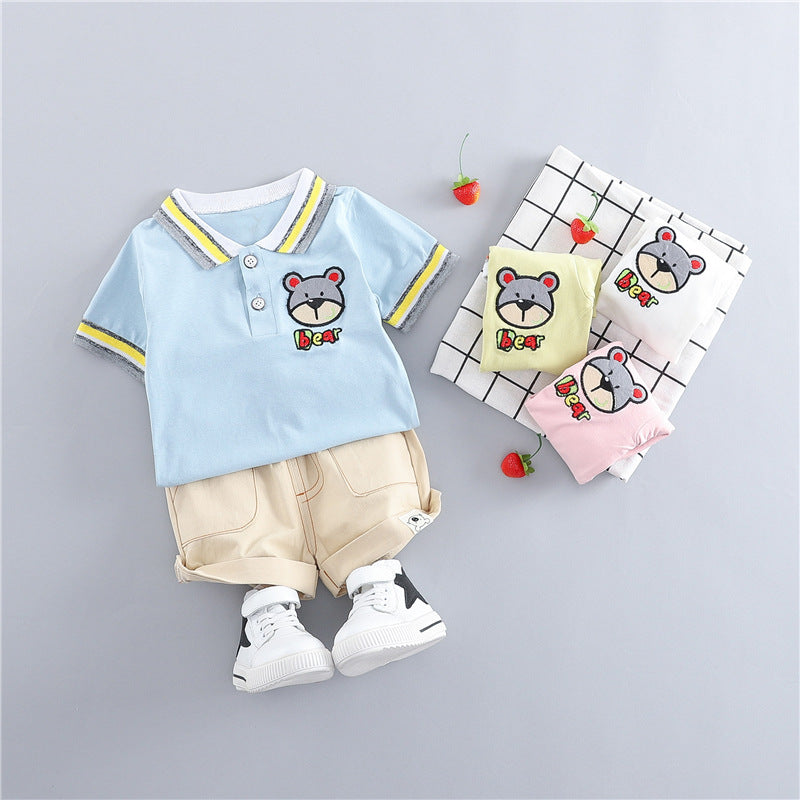 Kids Korean Short Sleeve Cotton Suit Relaxed Fit Unisex