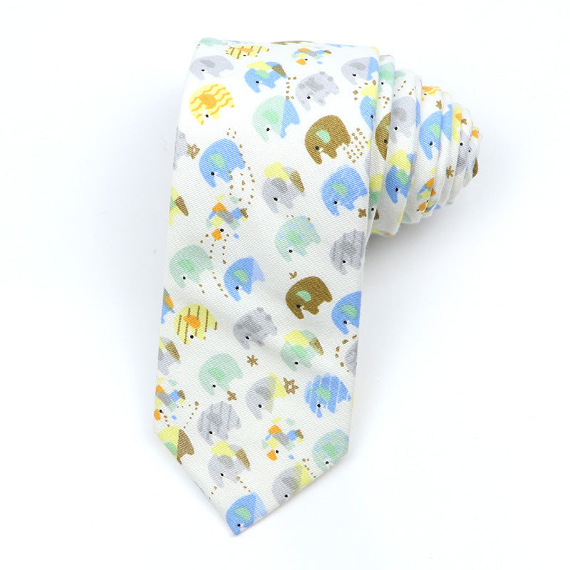 Cartoon Print Cotton Bow Tie – Casual Style