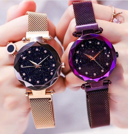 Magnet Stainless Steel Mesh Band Gypsophila Women's Watch