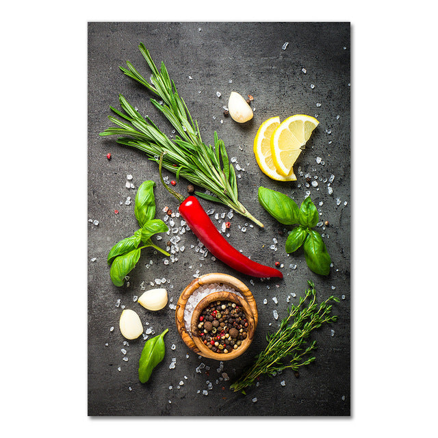 Kitchen Wall Art – Vanilla & Spice Themed Canvas Painting for Home & Restaurant Decor