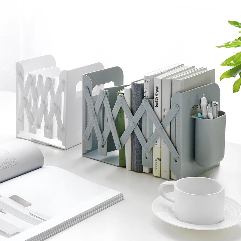 Stainless Steel Retractable Bookends With Pen Holder