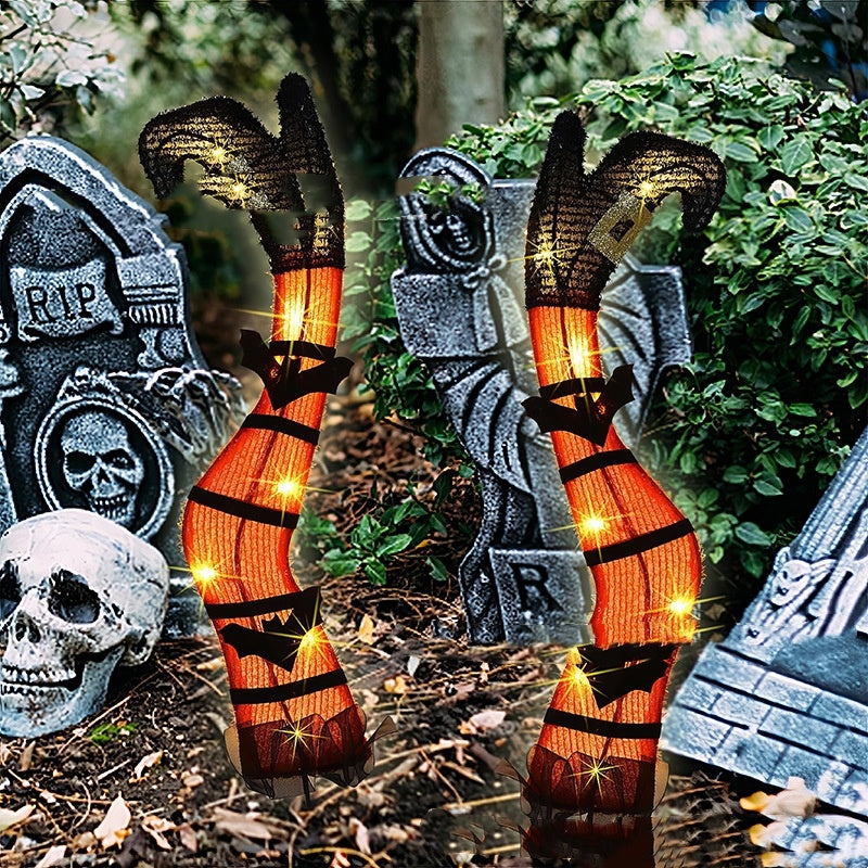Halloween Glowing Witch Legs Decoration – Outdoor Garden Haunted House Party Acrylic Plug-in Prop