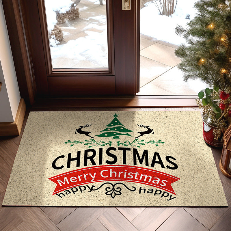 Household Home Floor Mat Non-slip Stain-resistant Wear-resistant Christmas Floor Mat Washable PVC Loop Floor Mat