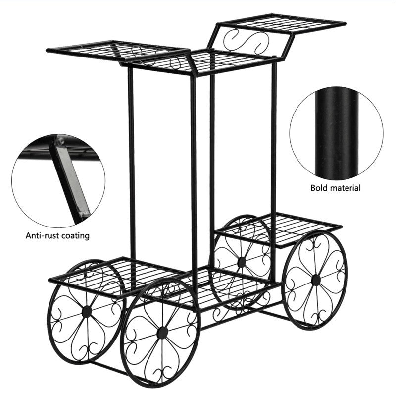 Artisasset Garden Cart Stand  Flower Pot Plant Holder Display Rack