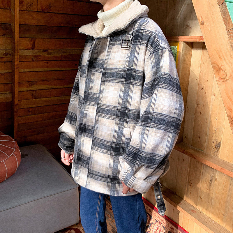 Winter Retro Warm Cotton-padded Jacket Handsome Loose Student Coat Men