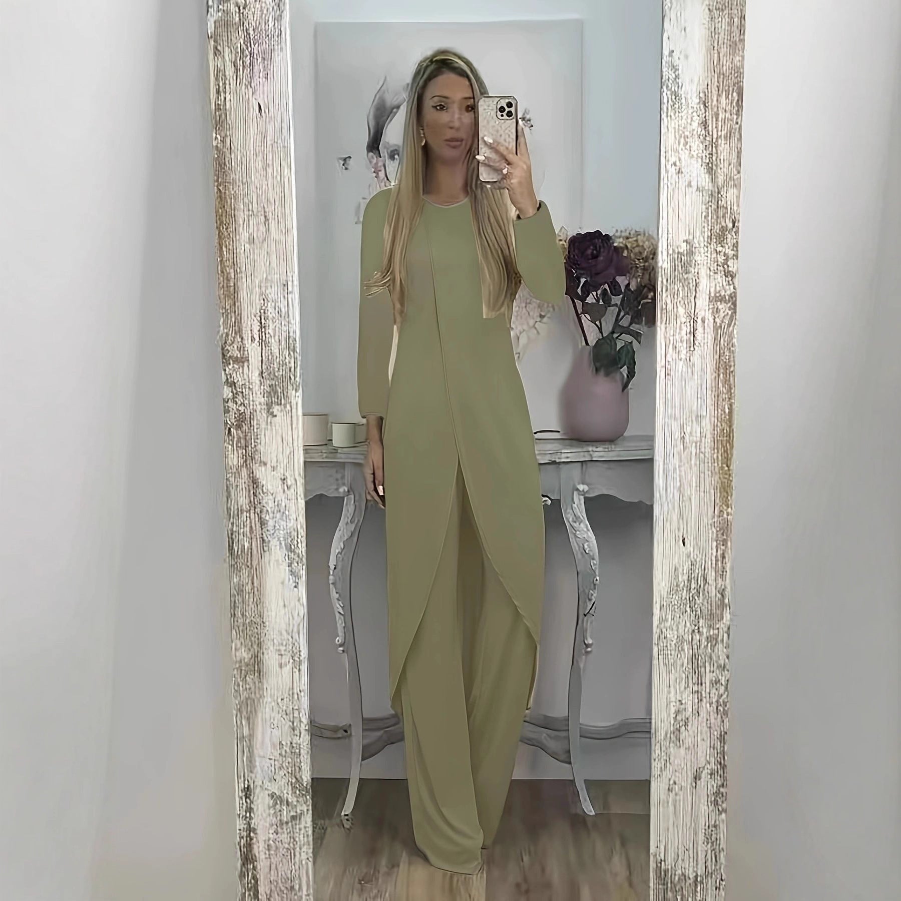 Unisex Relaxed Fit Two Piece Round Neck Polyester Set