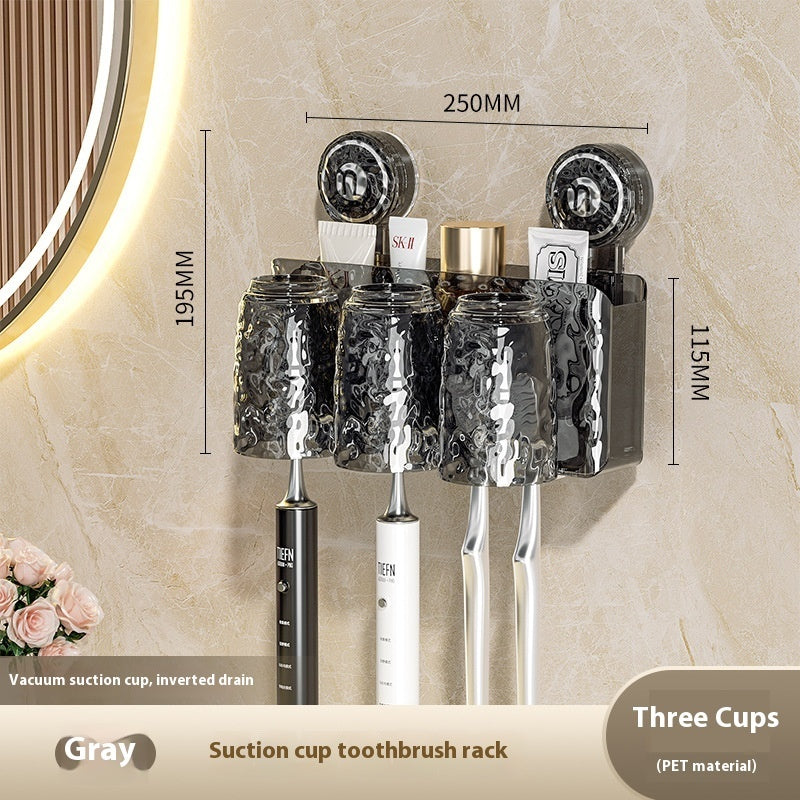 Suction Cup Type Wall-mounted Punch-free Good-looking Bathroom Toothbrushing Set Family Set