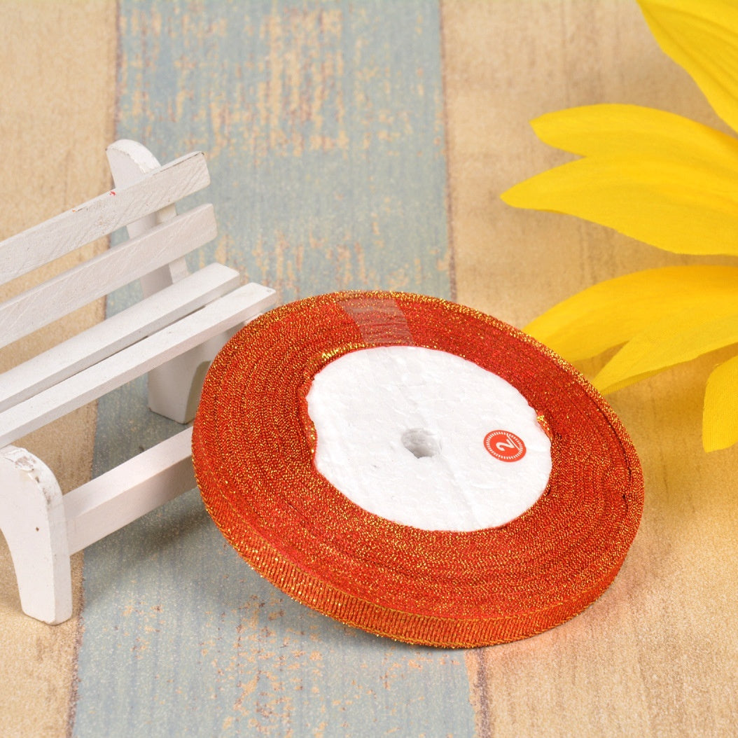 Silk And Polyester Ribbon With Silver Wire For Gift Wrap