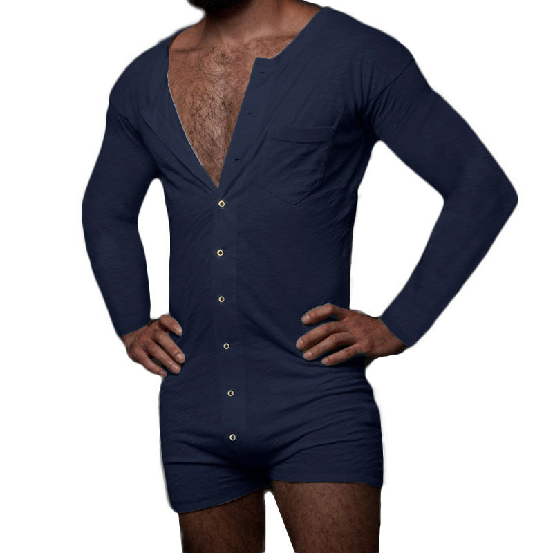 Men's Solid Color Bodysuit Homewear Pajamas