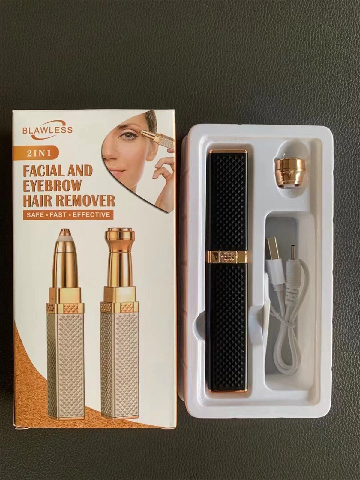 USB Rechargeable 2-in-1 Lipstick Shaver and Ladies Eyebrow Trimmer