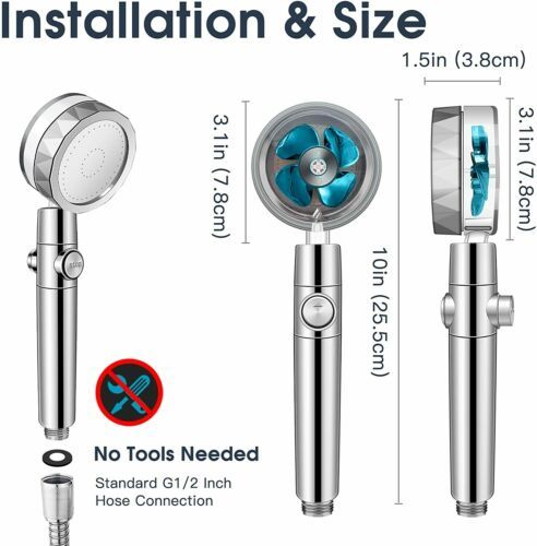 Modern Minimalist Compact Supercharged Shower Nozzle – Small Waist Fan Design