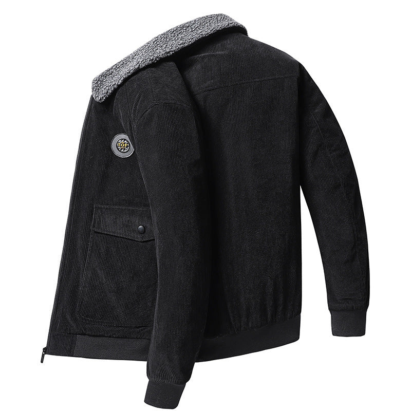Men’s Loose Fit Corduroy Multi-Pocket Cotton-Padded Jacket