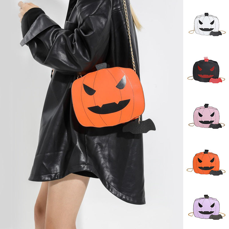 Halloween Pumpkin Shoulder Bag – Funny Cartoon Chain Crossbody Purse