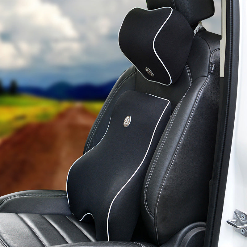 Memory Foam Car Lumbar & Neck Pillow Set – Slow Rebound, 4-Season