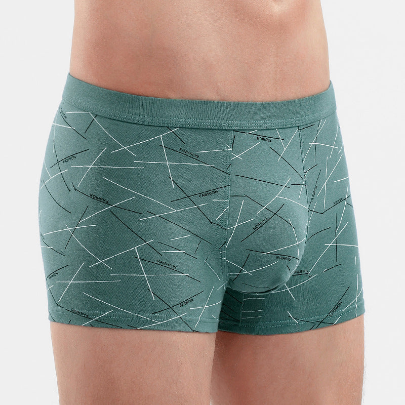 Men's Cotton U-convex Boxers Mid-waist Three-dimensional Printing