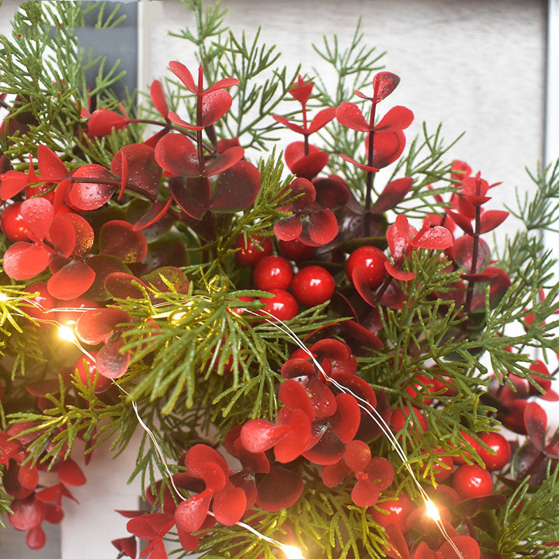 Artificial Cherry Christmas Wreath Red Door Hanging Garland Decoration