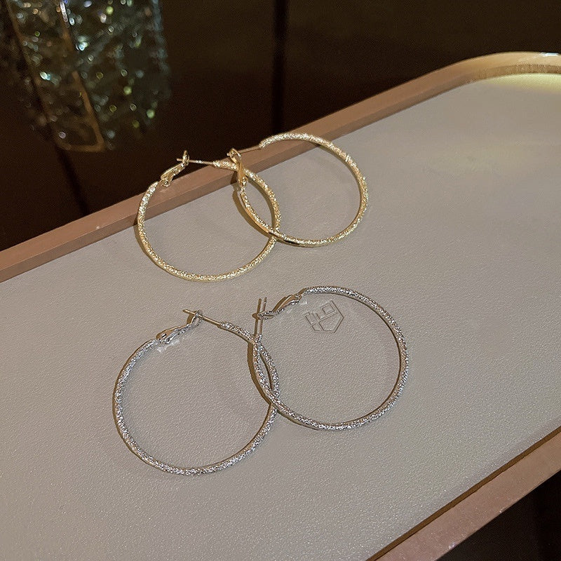Silver Circle Female Starry Sky Hoop Earrings