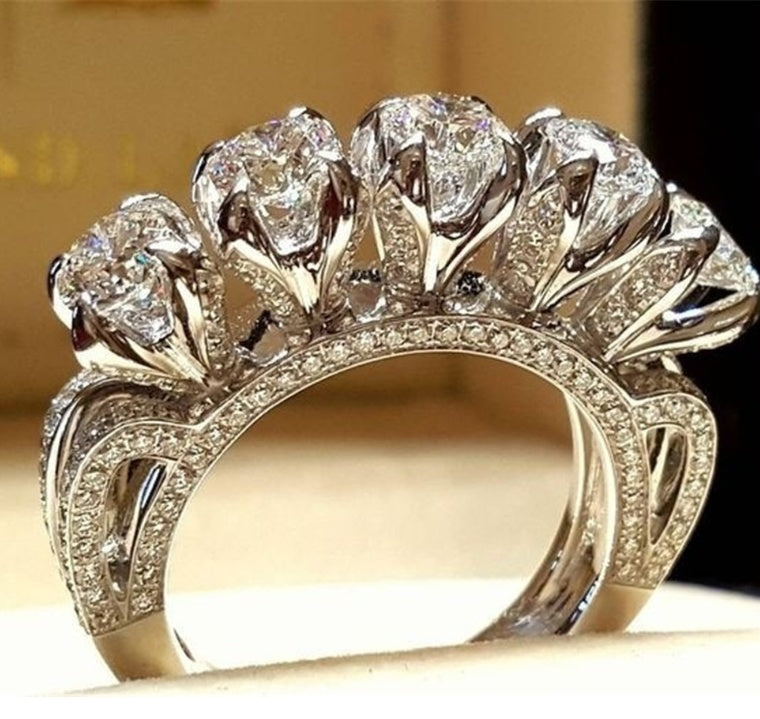 Stylish European-American Fashion Simulation Diamond Engagement Ring for Women by An Cheng