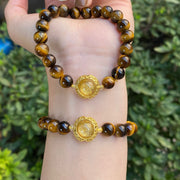 Handmade Unisex Citrine Diamond Gourd Bracelet