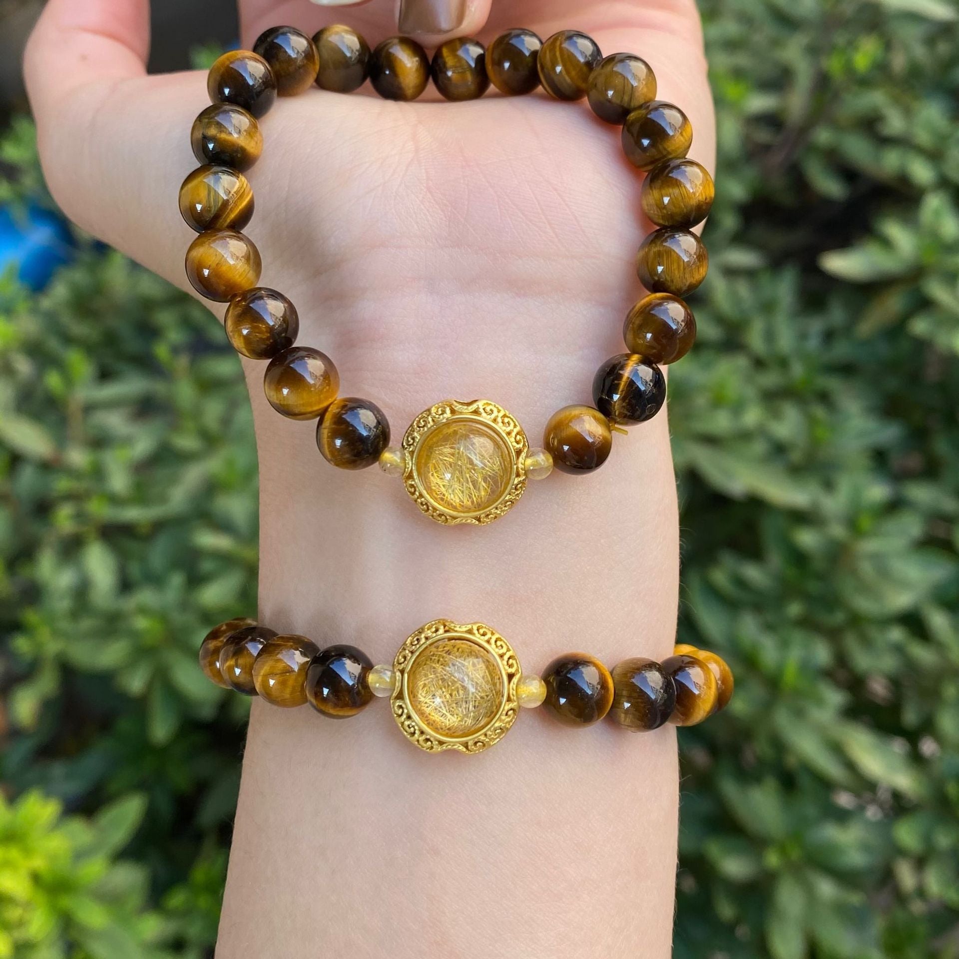 Handmade Unisex Citrine Diamond Gourd Bracelet