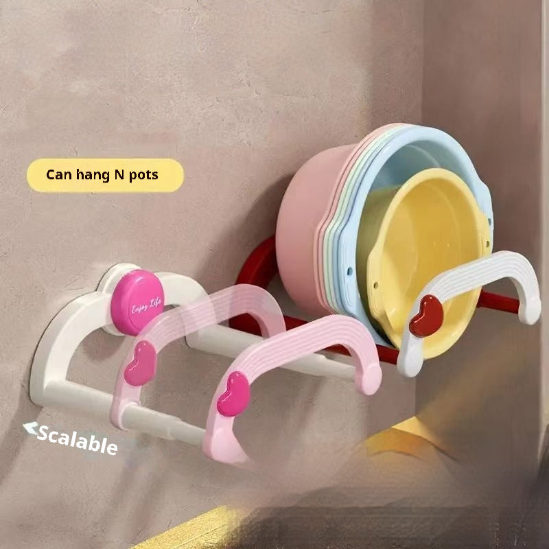 Cream Retractable Household Bathroom Punch-free Storage Rack
