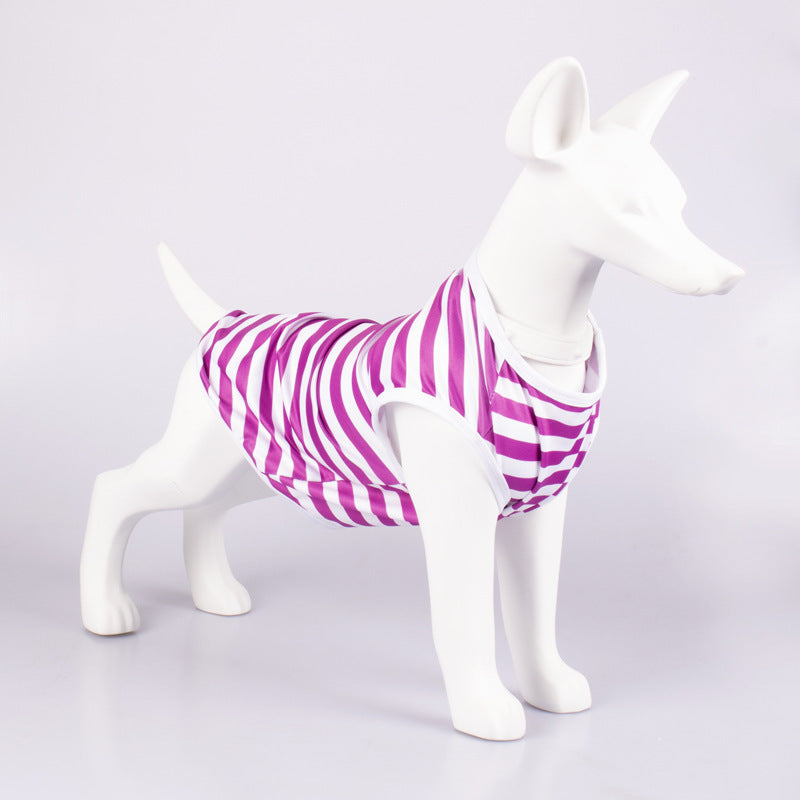 Pet Tank Top Striped Crew Neck T Shirt