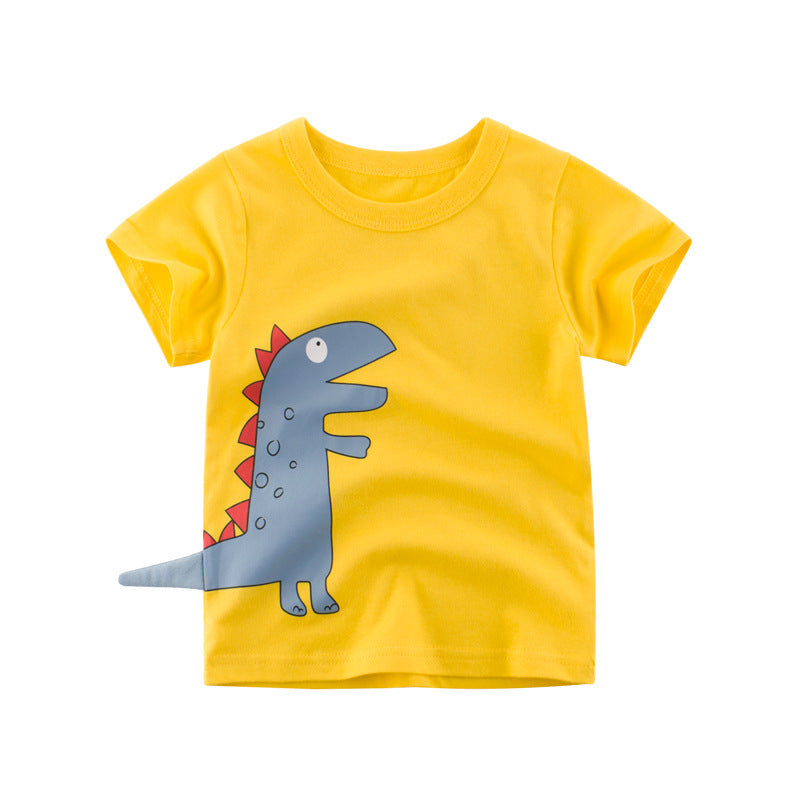 Kids Short Sleeve Cotton Dinosaur Graphic Tee Regular Fit