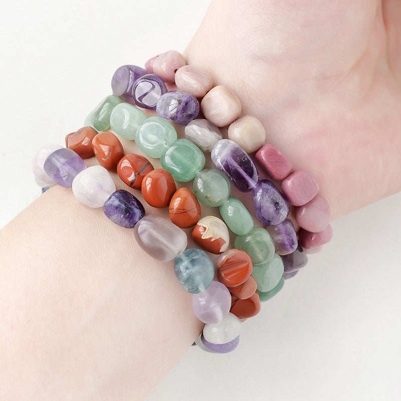 Natural Amethyst Large Particle Gravel Rolling Stone Bracelet