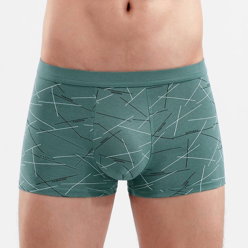 Men's Cotton U-convex Boxers Mid-waist Three-dimensional Printing