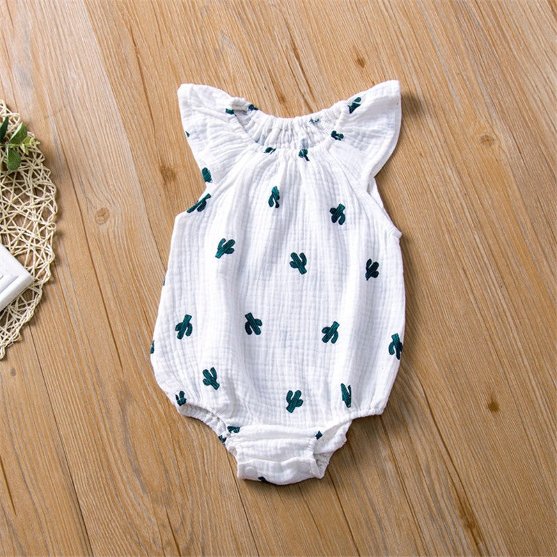 Casual Cotton Baby Romper – Short Sleeve One-Piece Outfit for Girls