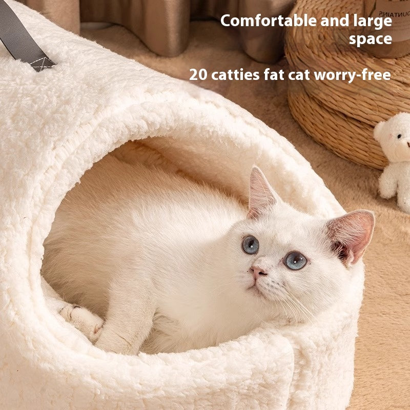 Winter Warm Closed Sense Of Security Removable And Washable Large Lambswool Slippers Cat Nest
