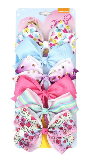 JOJO Style 5-Inch Bow Hairpin Set for Girls – 6-Piece Colorful Hair Clip Collection