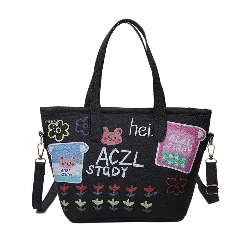 Cartoon Doodle Bucket Bag for Women