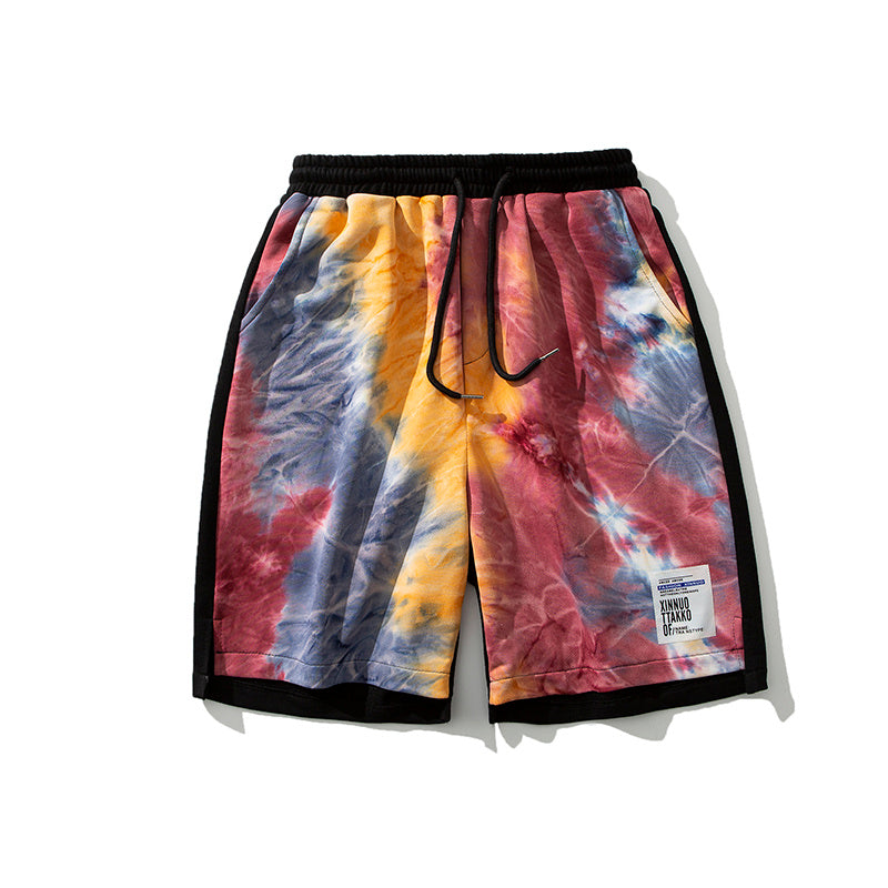 Men's Tie-Dye Drawstring Relaxed Fit Cotton Shorts Summer
