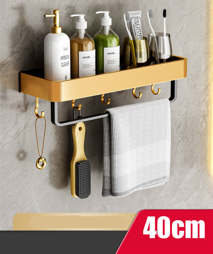 Perforated Bathroom Towel Storage Rack – Wall-Mounted, Drilled Installation