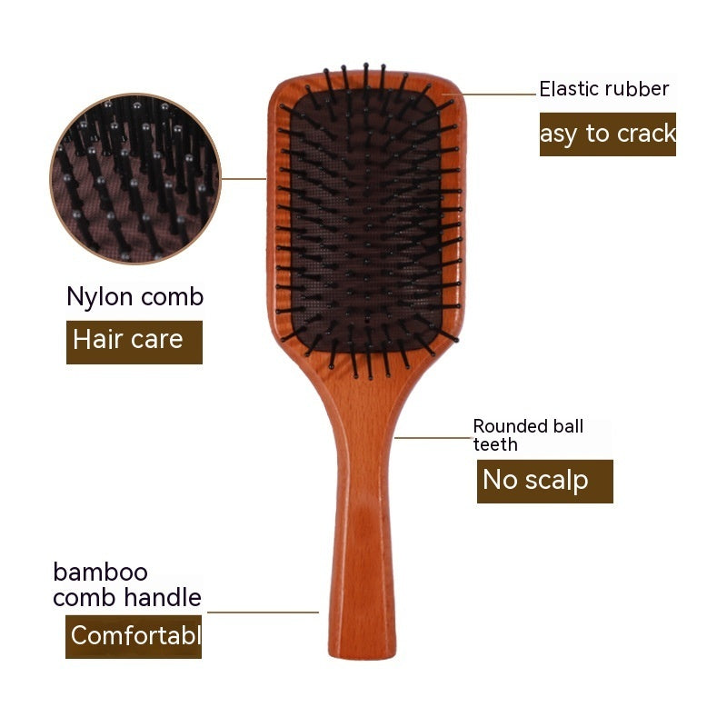 Airbag Beech Wood Massage Comb – Non-Knotted Daily Hair Brush for Women