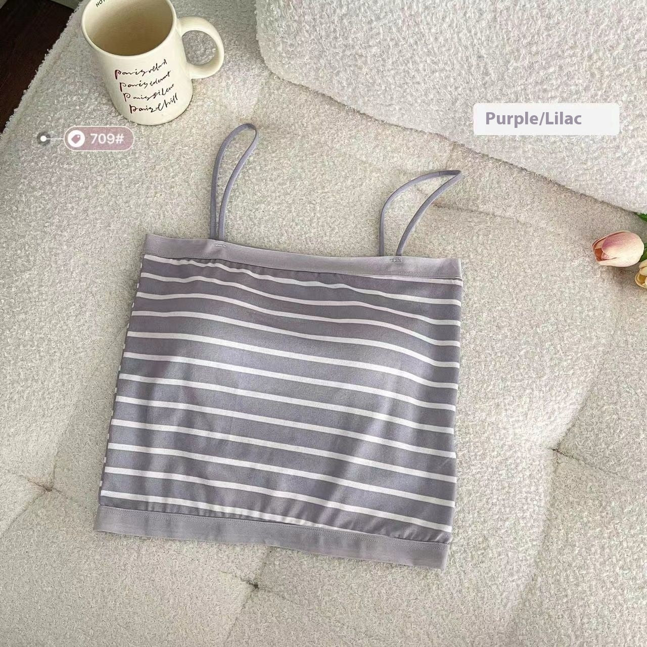 Summer Stripes Camisole Chest Pad Hot Girl Base Ride