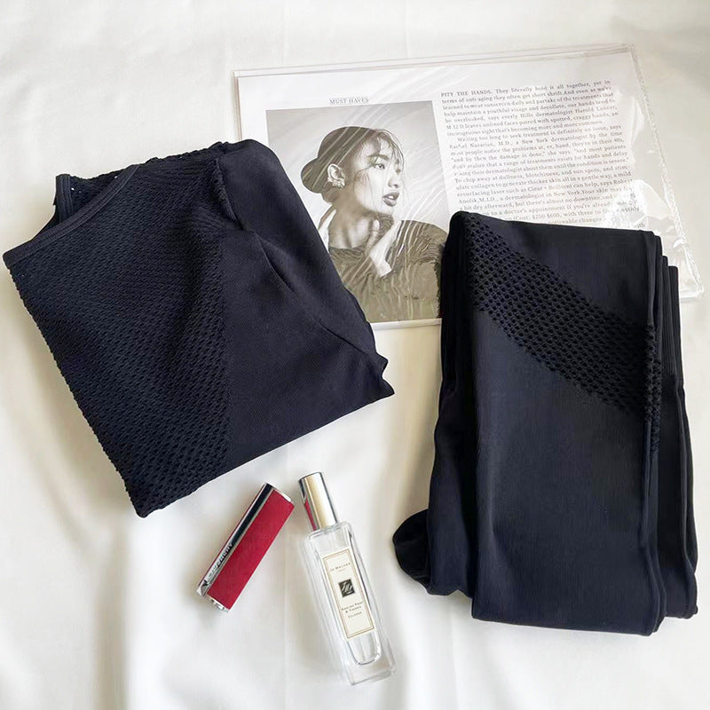 Women’s Seamless Long-Sleeve Top and High-Waist Leggings 2-Piece Set
