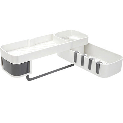 Bathroom Kitchen Corner Shelf – Creative Double-Layer Multi-Function Seamless Wall-Mounted Storage Rack