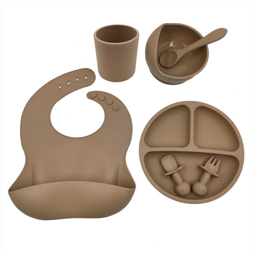 Unisex Baby Silicone Bib And Cutlery Set Minimalist Cut