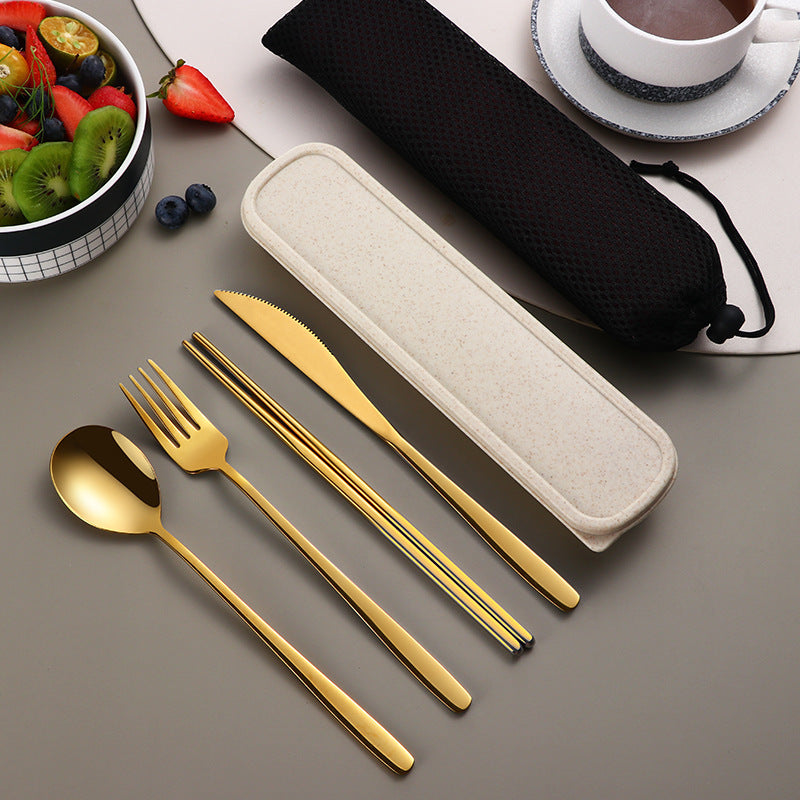 304 Stainless Steel Flatware Set With Case For Camping