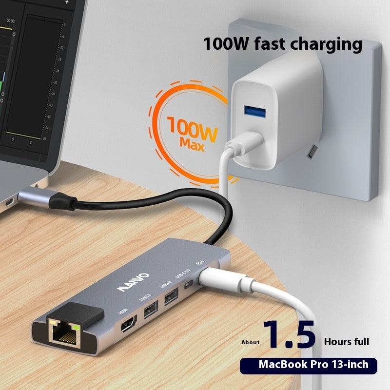 KH06RH1 Steam Deck 6-in-1 Docking Station – 4K HDMI, Gigabit Ethernet, 3×USB 3.0, USB-C PD, Stand