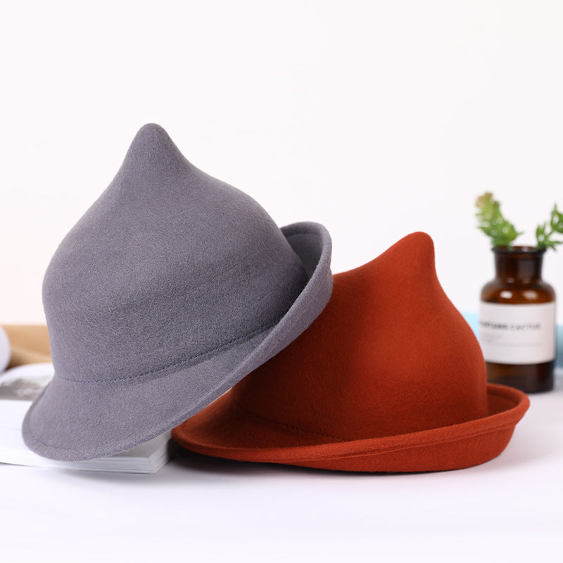 Fashion Personality Curling Wool Witch Hat – Trendy Winter Statement Headwear