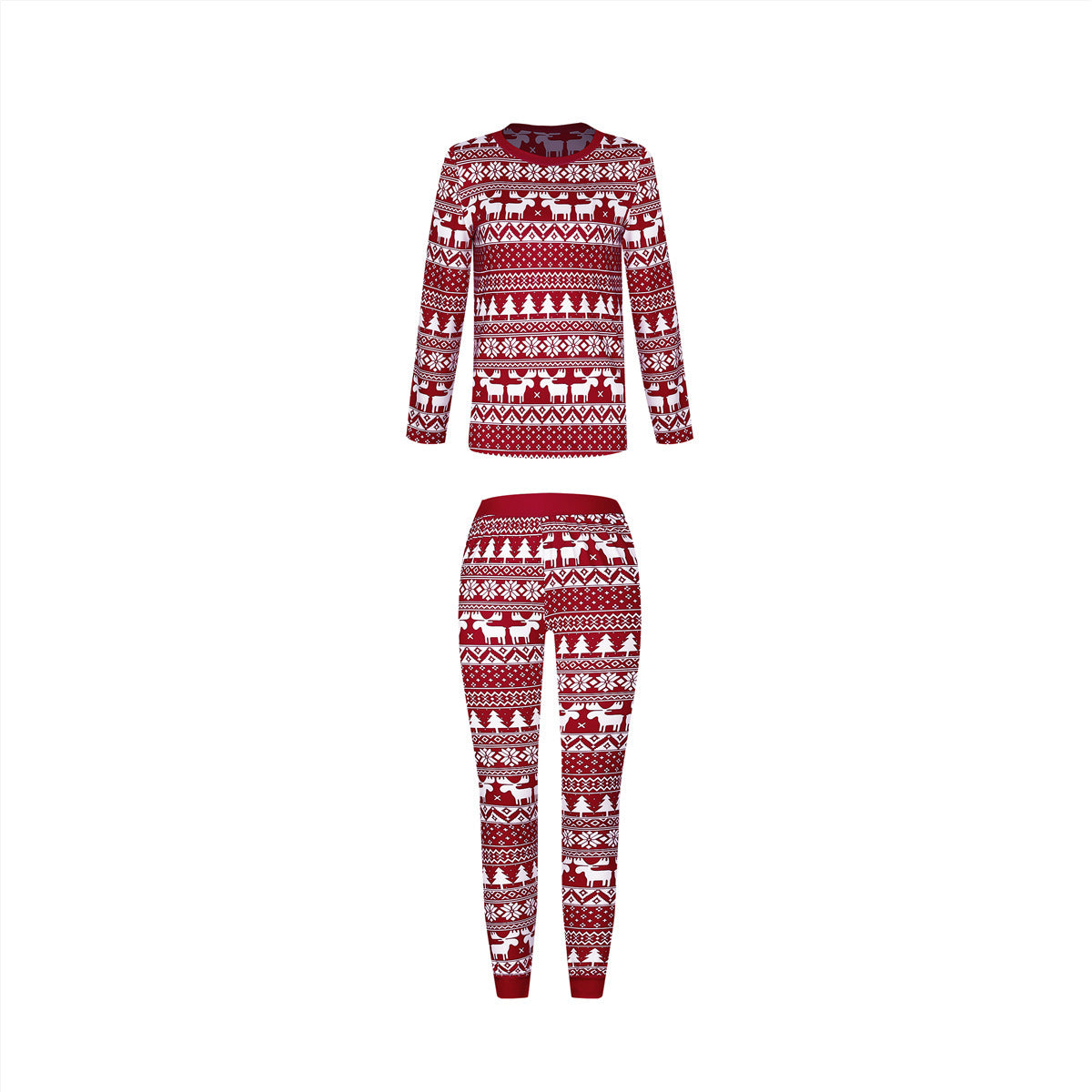 Christmas Print Contrast Color Parent-child Home Service Suit
